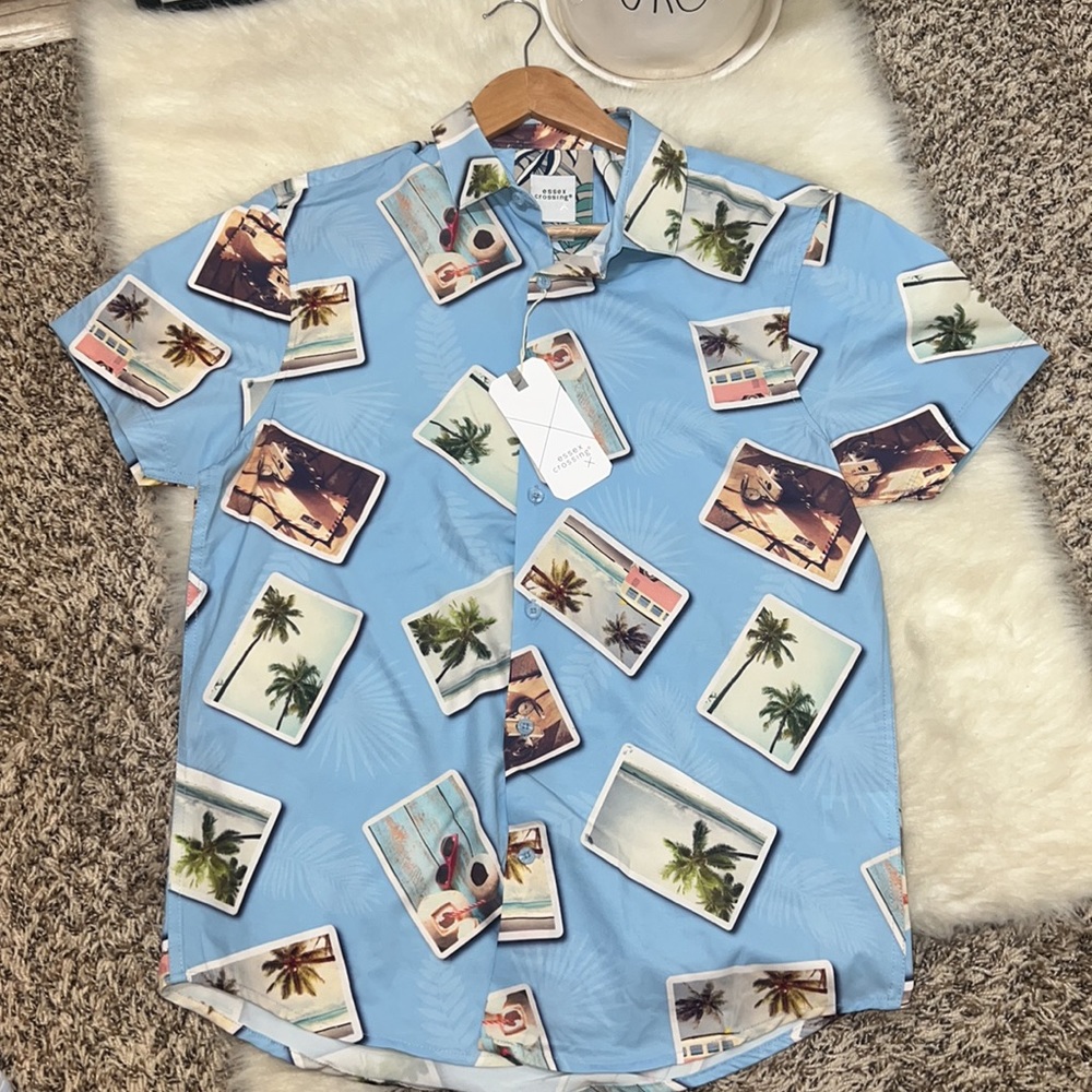 Essex Crossing Men's Stretch Picture Print Design Button Down Shirt